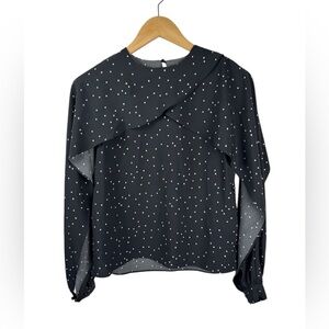 Strut &‎ Bolt Women polka dot/stars black/white long sleeve blouse open sleeve S